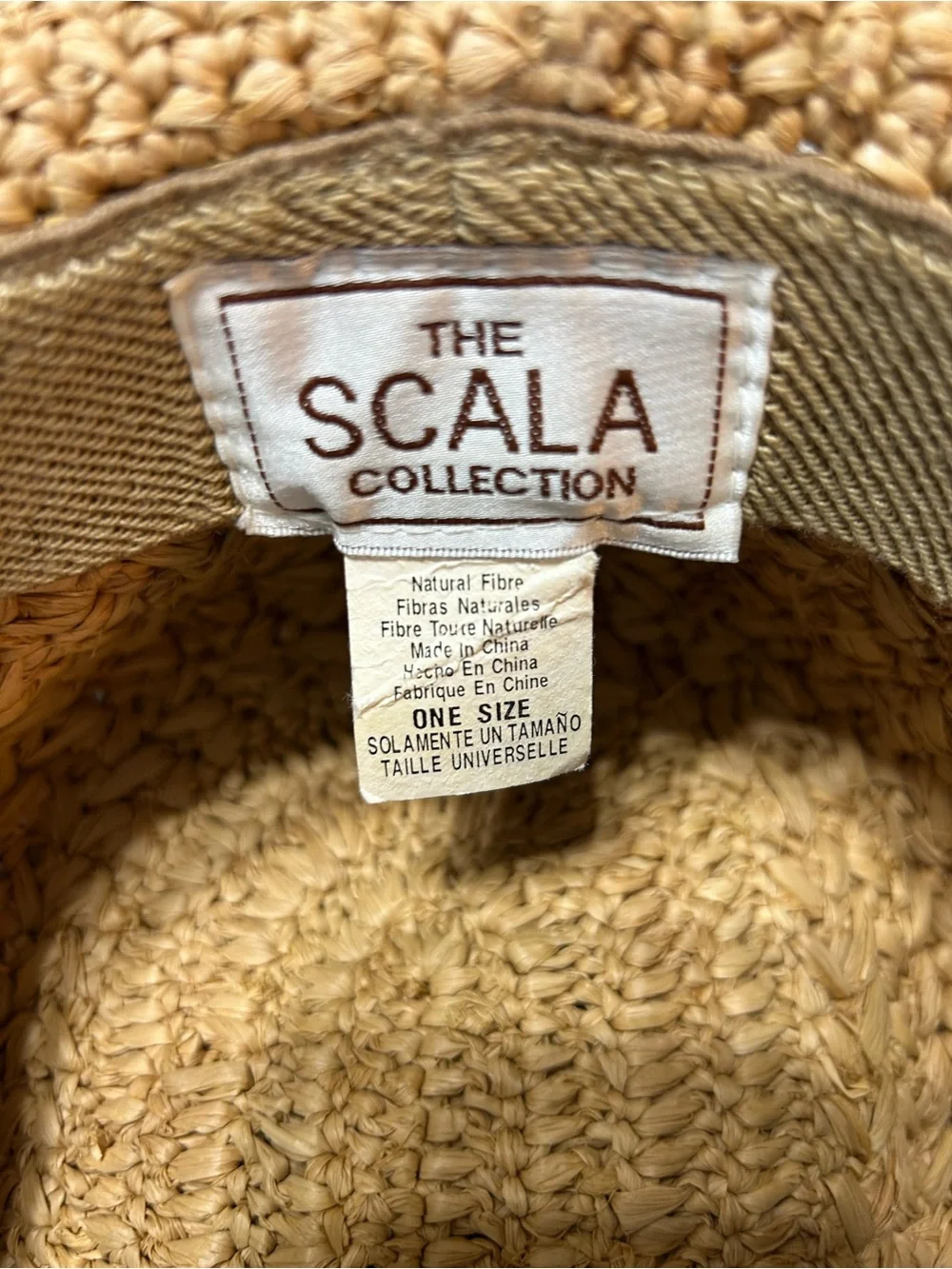 Scala women's crocheted raffia natural woven straw hat OS